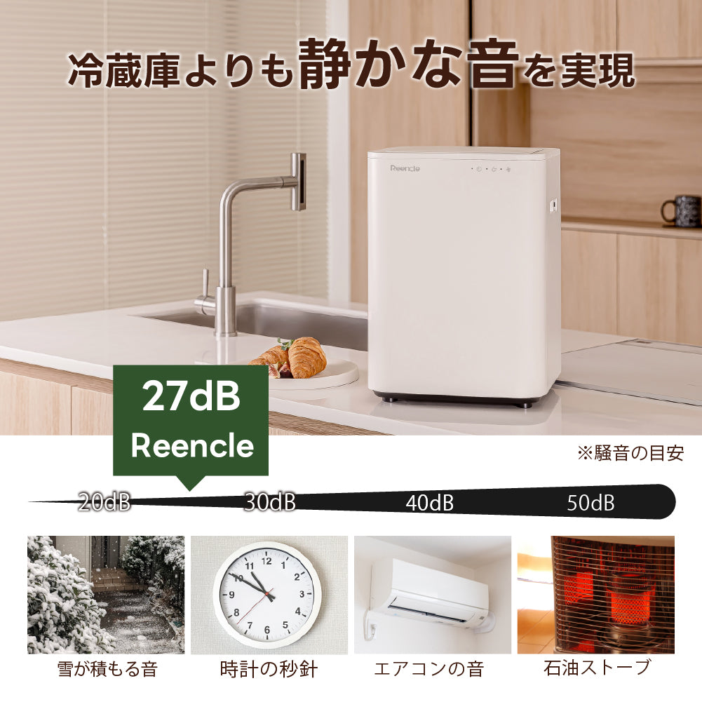 Reencle Basic 家庭用 生ごみ処理機 ハイブリッド式（ バイオ式 × 乾燥式 ）